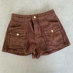 SHEIN Brown High Waist Shorts